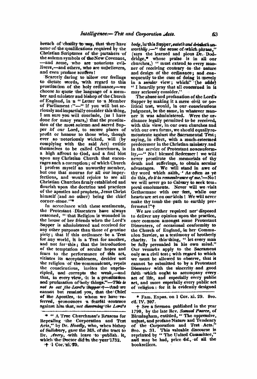 Monthly Repository (1806-1838) and Unitarian Chronicle (1832-1833): F Y, 1st edition - Untitled Article