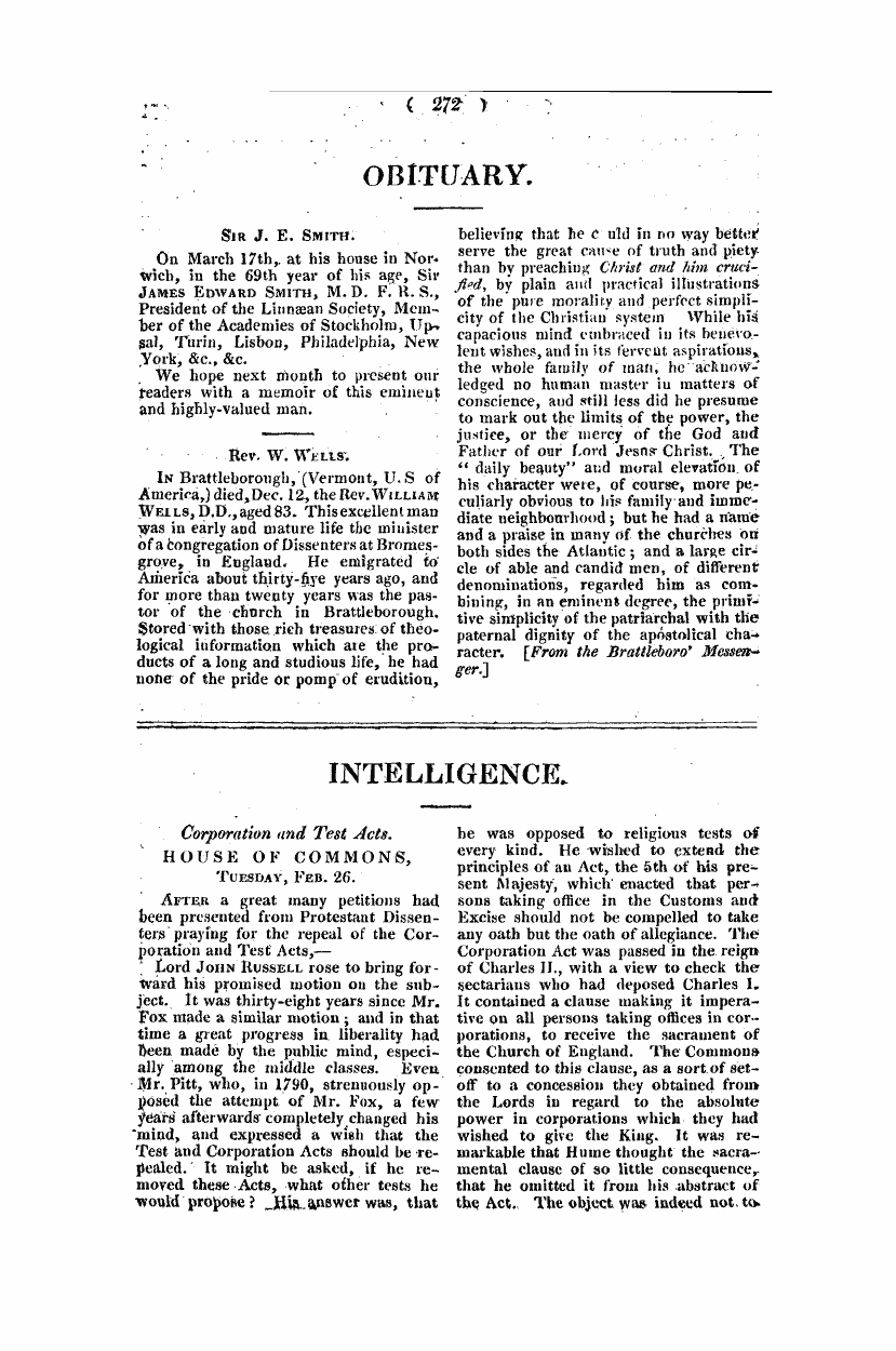 Monthly Repository (1806-1838) and Unitarian Chronicle (1832-1833): F Y, 1st edition - Obituary.