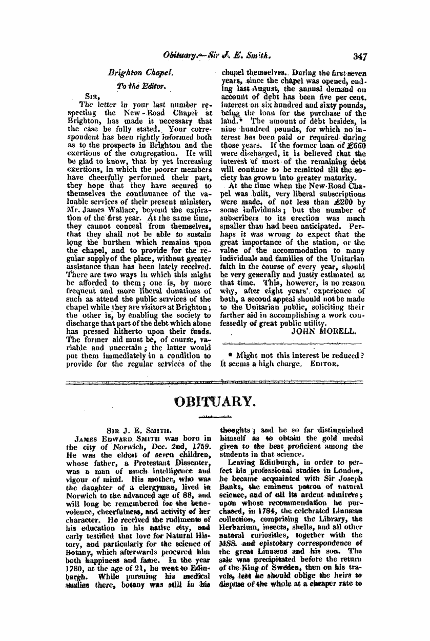 Monthly Repository (1806-1838) and Unitarian Chronicle (1832-1833): F Y, 1st edition - Obituary.