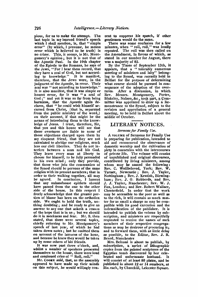 Monthly Repository (1806-1838) and Unitarian Chronicle (1832-1833): F Y, 1st edition - Literary Notices.