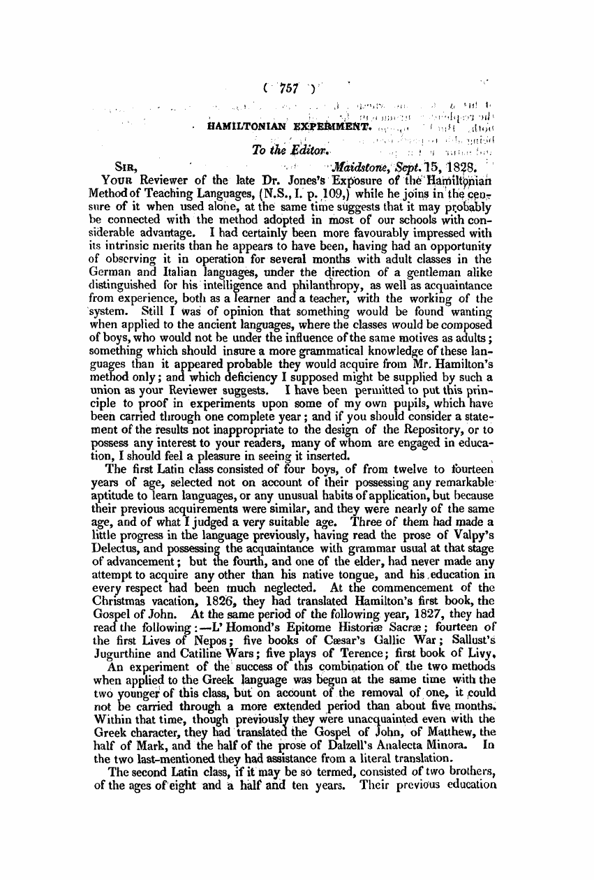 Monthly Repository (1806-1838) and Unitarian Chronicle (1832-1833): F Y, 1st edition - Untitled Article