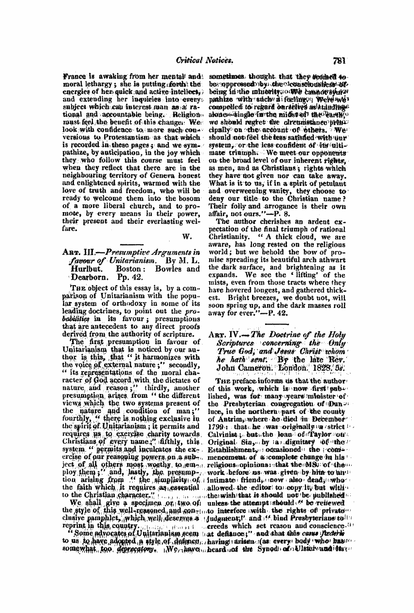 Monthly Repository (1806-1838) and Unitarian Chronicle (1832-1833): F Y, 1st edition - Untitled Article