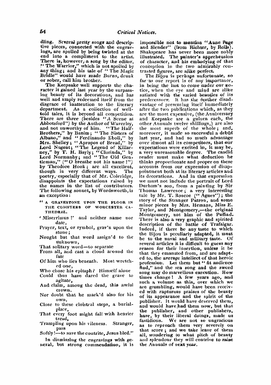 Monthly Repository (1806-1838) and Unitarian Chronicle (1832-1833): F Y, 1st edition: 54