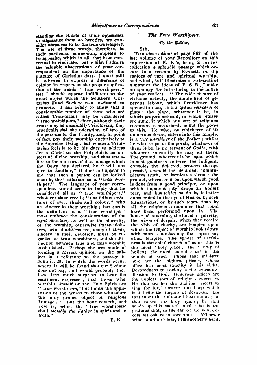 Monthly Repository (1806-1838) and Unitarian Chronicle (1832-1833): F Y, 1st edition - Untitled Article