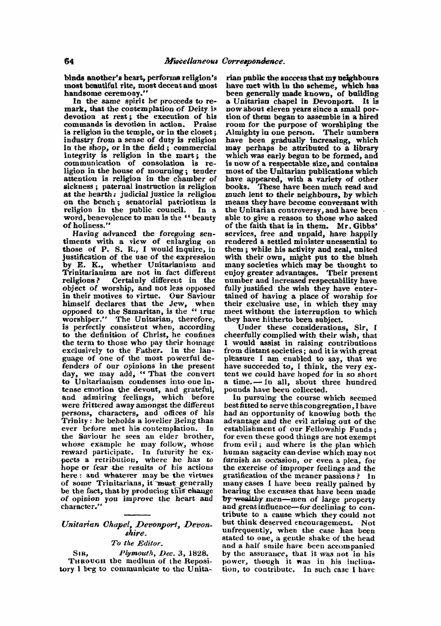 Monthly Repository (1806-1838) and Unitarian Chronicle (1832-1833): F Y, 1st edition: 64