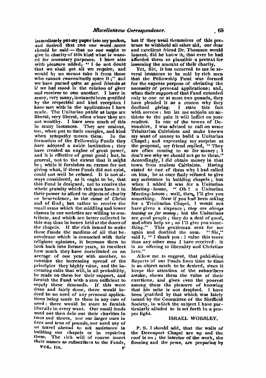 Monthly Repository (1806-1838) and Unitarian Chronicle (1832-1833): F Y, 1st edition - Untitled Article