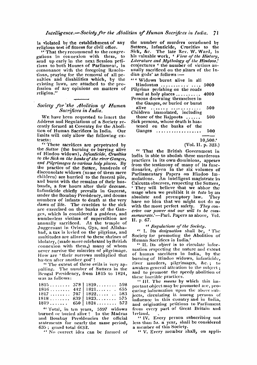 Monthly Repository (1806-1838) and Unitarian Chronicle (1832-1833): F Y, 1st edition: 71