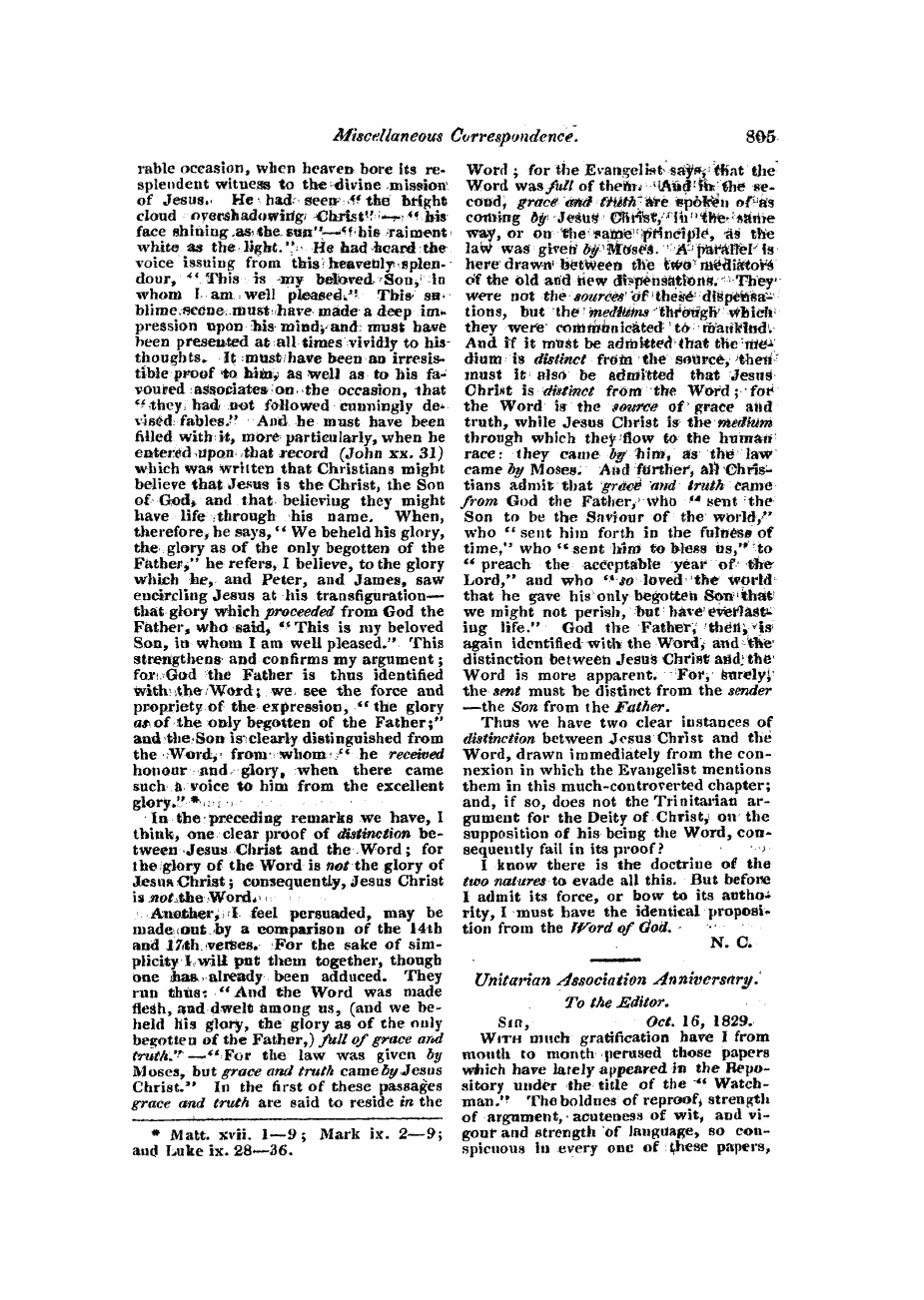 Monthly Repository (1806-1838) and Unitarian Chronicle (1832-1833): F Y, 1st edition - Untitled Article