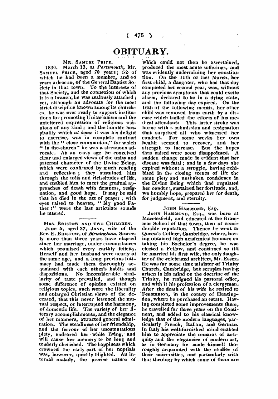 Monthly Repository (1806-1838) and Unitarian Chronicle (1832-1833): F Y, 1st edition - Untitled Article