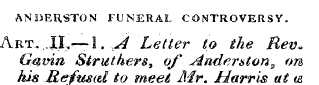 ANDERSTON FUNERAL CONTROVERSY. Art. ..XL...