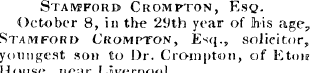 Stamford Crompton , Esq. October 8, in t...