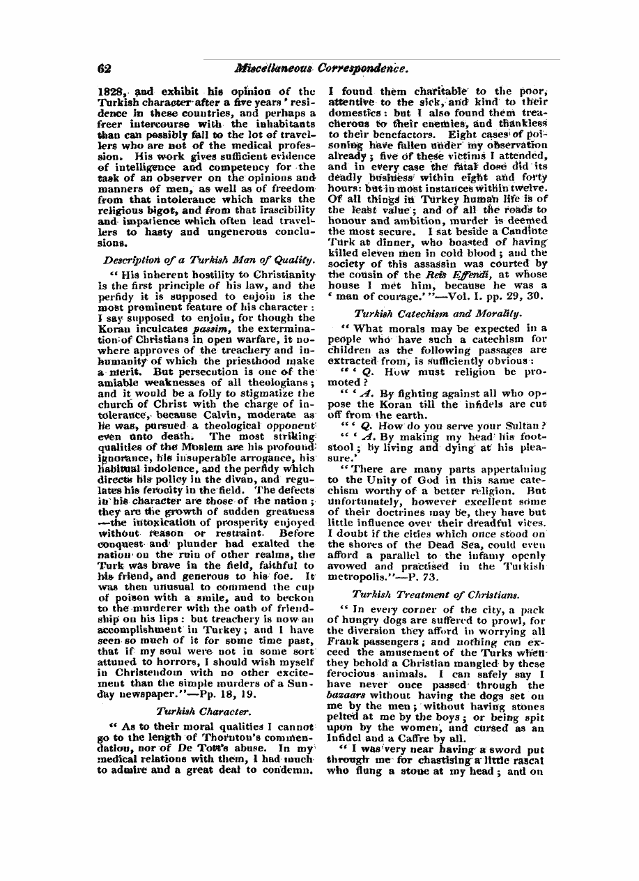 Monthly Repository (1806-1838) and Unitarian Chronicle (1832-1833): F Y, 1st edition: 62