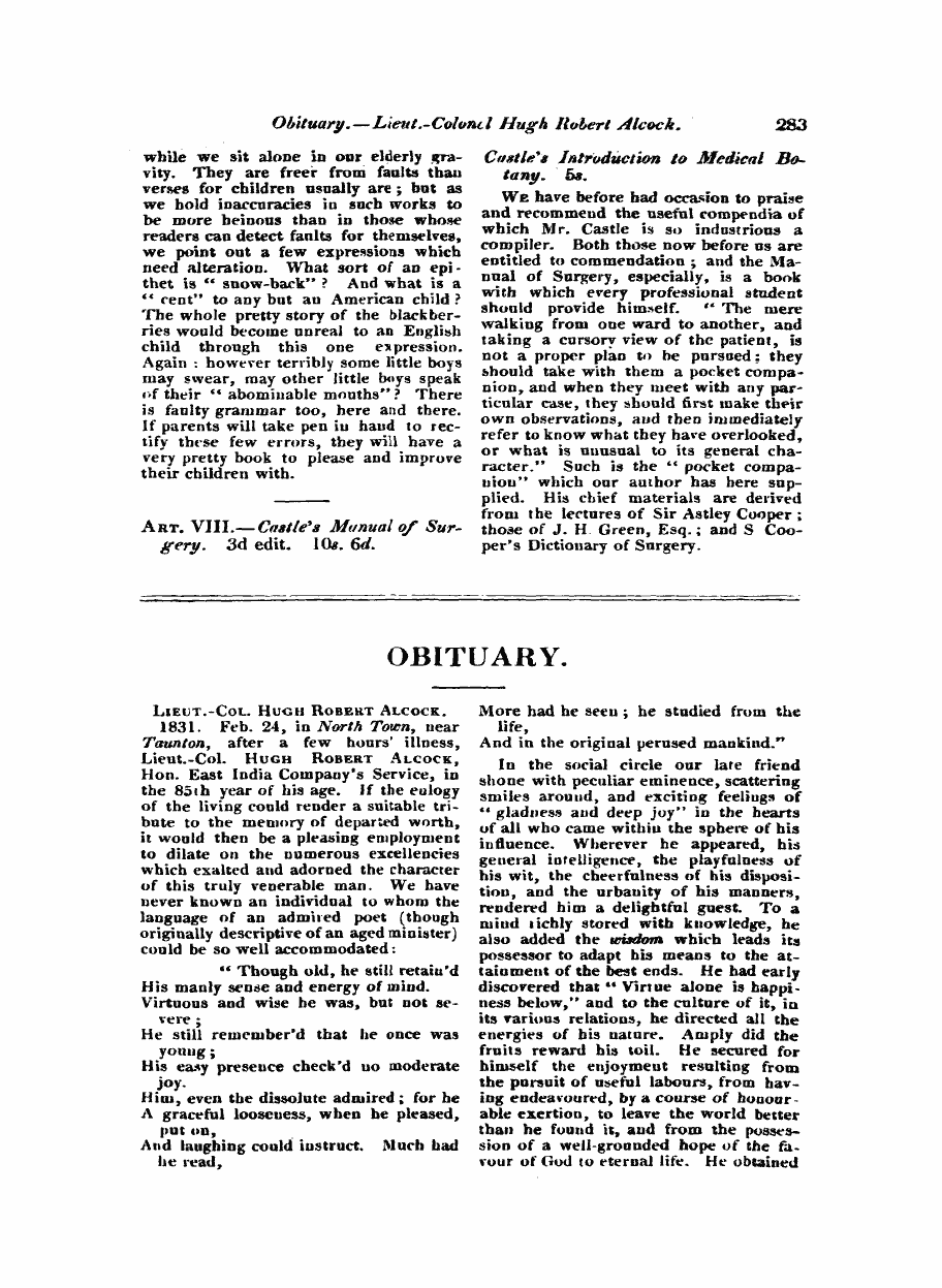 Monthly Repository (1806-1838) and Unitarian Chronicle (1832-1833): F Y, 1st edition: 67