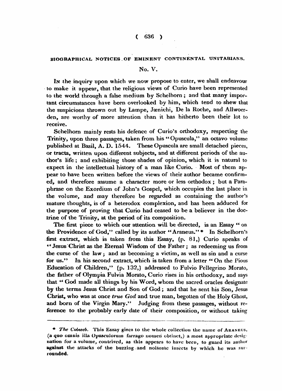 Monthly Repository (1806-1838) and Unitarian Chronicle (1832-1833): F Y, 1st edition - Untitled Article