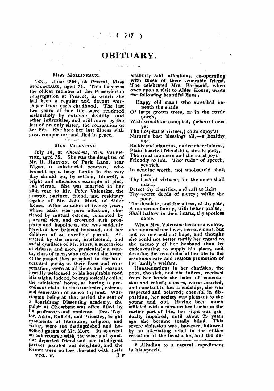 Monthly Repository (1806-1838) and Unitarian Chronicle (1832-1833): F Y, 1st edition - Untitled Article