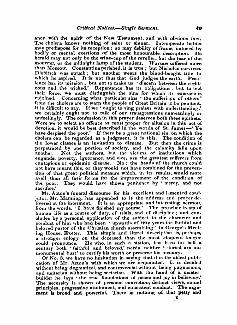 Monthly Repository (1806-1838) and Unitarian Chronicle (1832-1833): F Y, 1st edition: 49