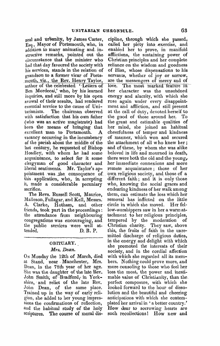 Monthly Repository (1806-1838) and Unitarian Chronicle (1832-1833): F Y, 1st edition - Untitled Article