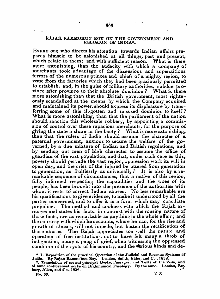 Monthly Repository (1806-1838) and Unitarian Chronicle (1832-1833): F Y, 1st edition - Untitled Article