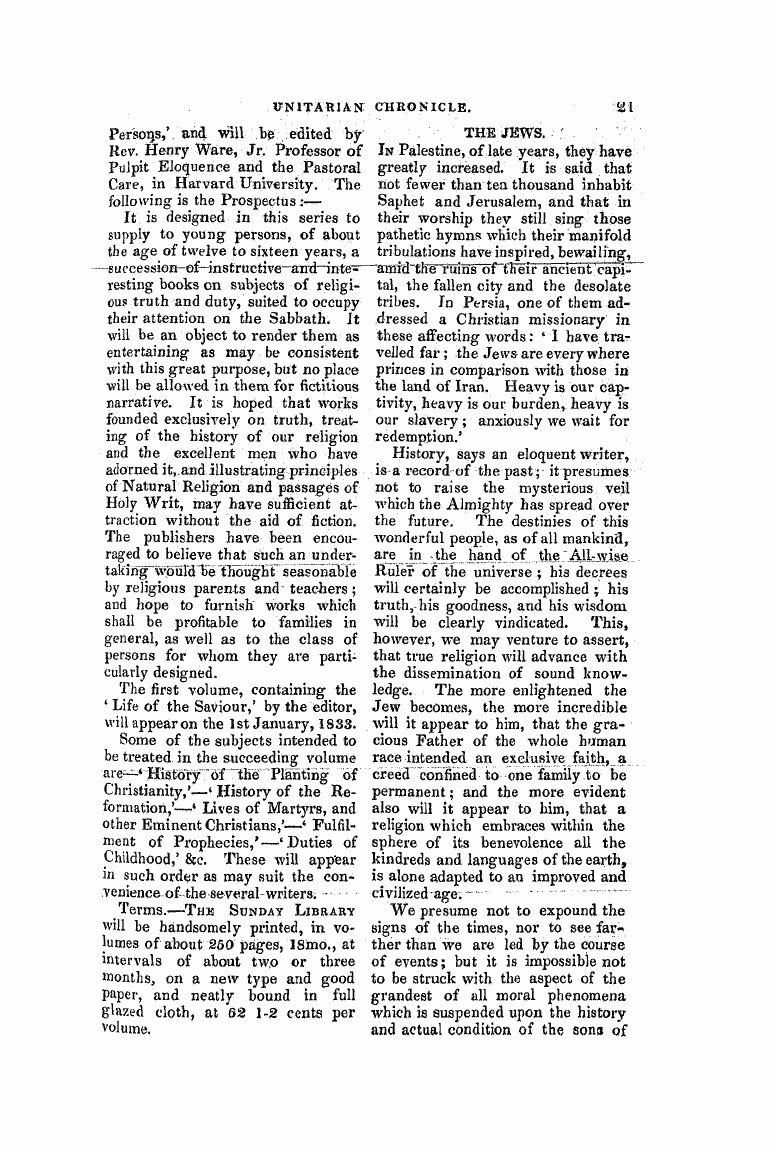 Monthly Repository (1806-1838) and Unitarian Chronicle (1832-1833): F Y, 1st edition: 21