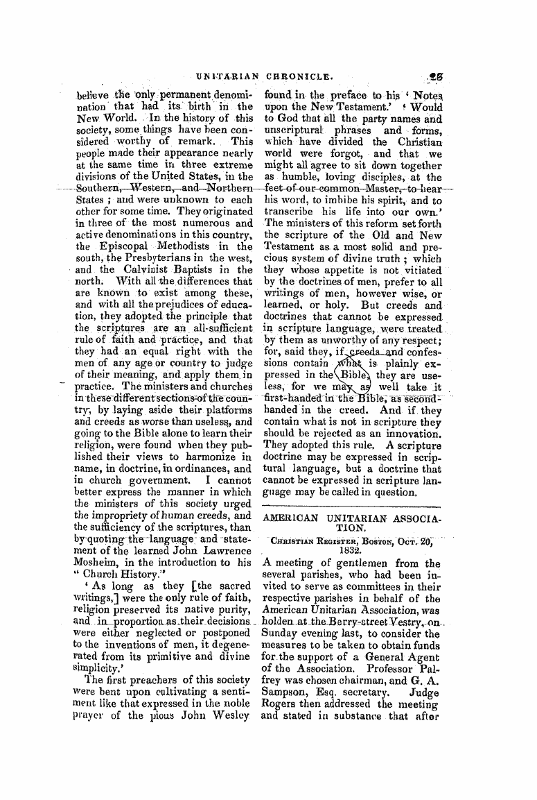 Monthly Repository (1806-1838) and Unitarian Chronicle (1832-1833): F Y, 1st edition: 23