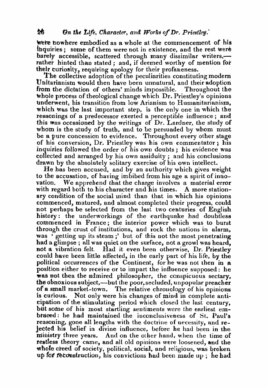 Monthly Repository (1806-1838) and Unitarian Chronicle (1832-1833): F Y, 1st edition: 26