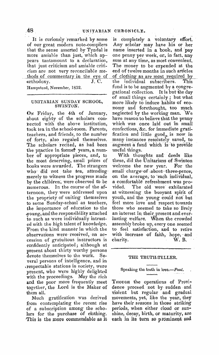 Monthly Repository (1806-1838) and Unitarian Chronicle (1832-1833): F Y, 1st edition - Untitled Article