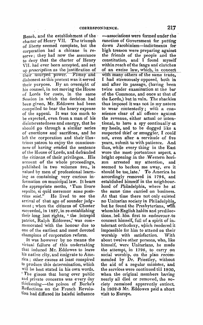 Monthly Repository (1806-1838) and Unitarian Chronicle (1832-1833): F Y, 1st edition - Untitled Article