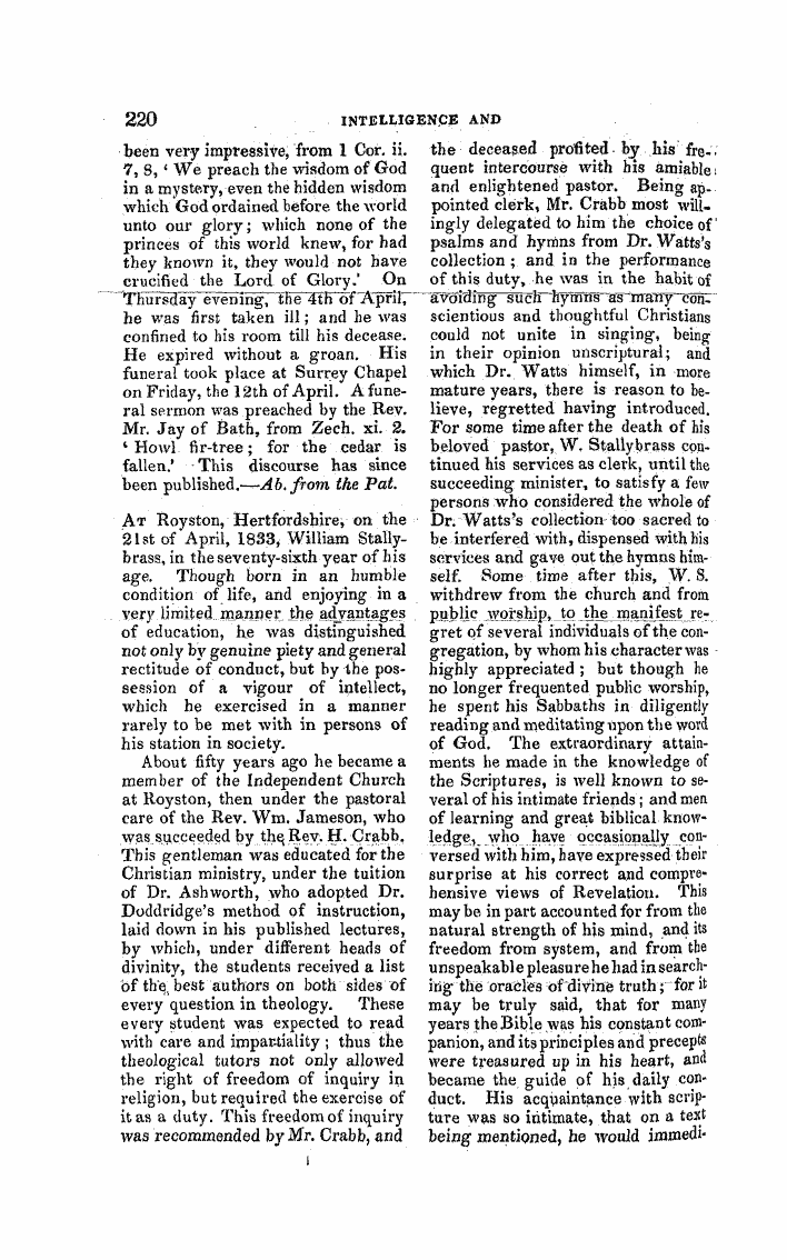 Monthly Repository (1806-1838) and Unitarian Chronicle (1832-1833): F Y, 1st edition - Untitled Article