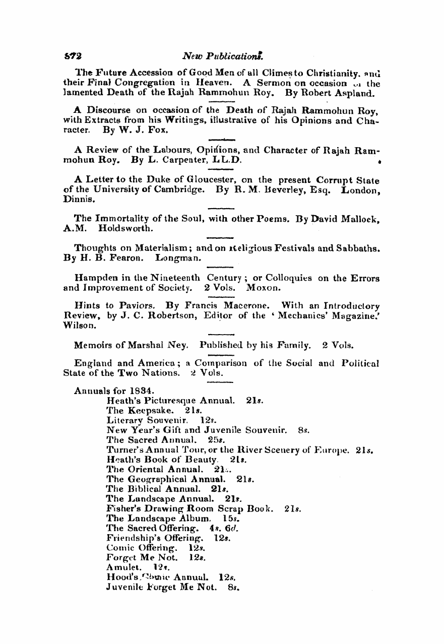 Monthly Repository (1806-1838) and Unitarian Chronicle (1832-1833): F Y, 1st edition - Untitled Article