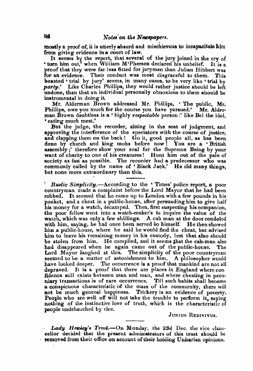 Monthly Repository (1806-1838) and Unitarian Chronicle (1832-1833): F Y, 1st edition - Untitled Article