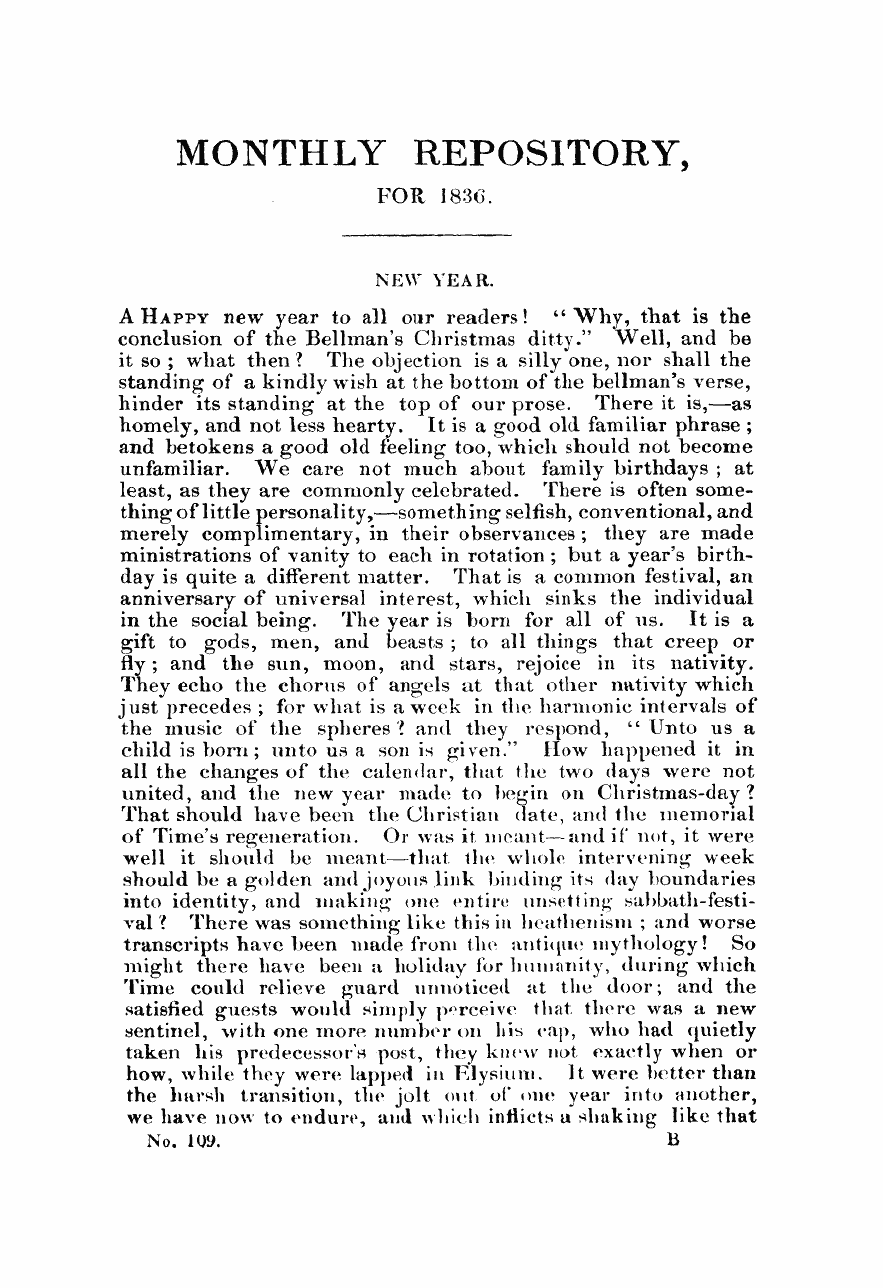 Monthly Repository (1806-1838) and Unitarian Chronicle (1832-1833): F Y, 1st edition - Untitled Article