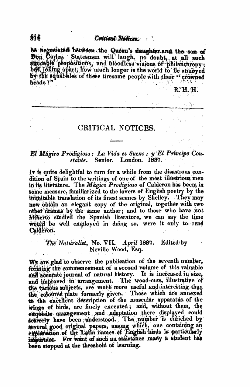 Monthly Repository (1806-1838) and Unitarian Chronicle (1832-1833): F Y, 1st edition - Critical Notices.