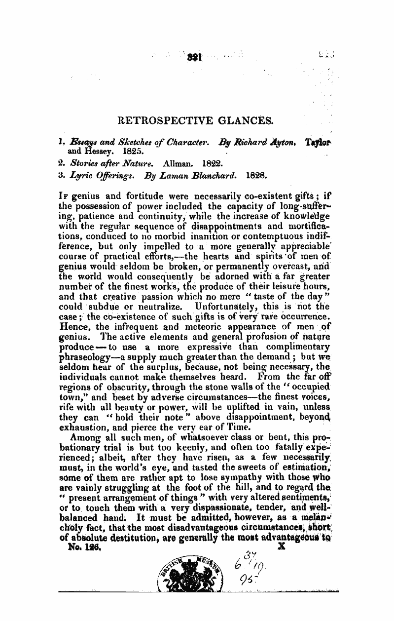 Monthly Repository (1806-1838) and Unitarian Chronicle (1832-1833): F Y, 1st edition - Untitled Article