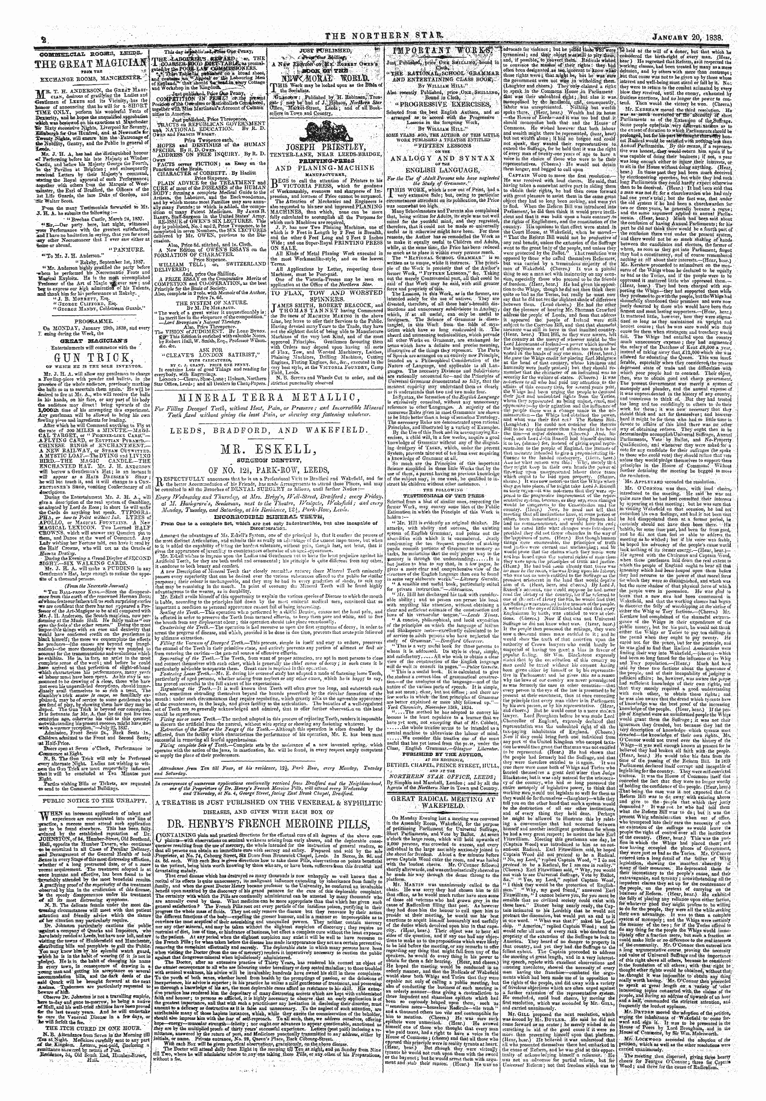 Northern Star (1837-1852): jS F Y, 2nd edition - Untitled Ad