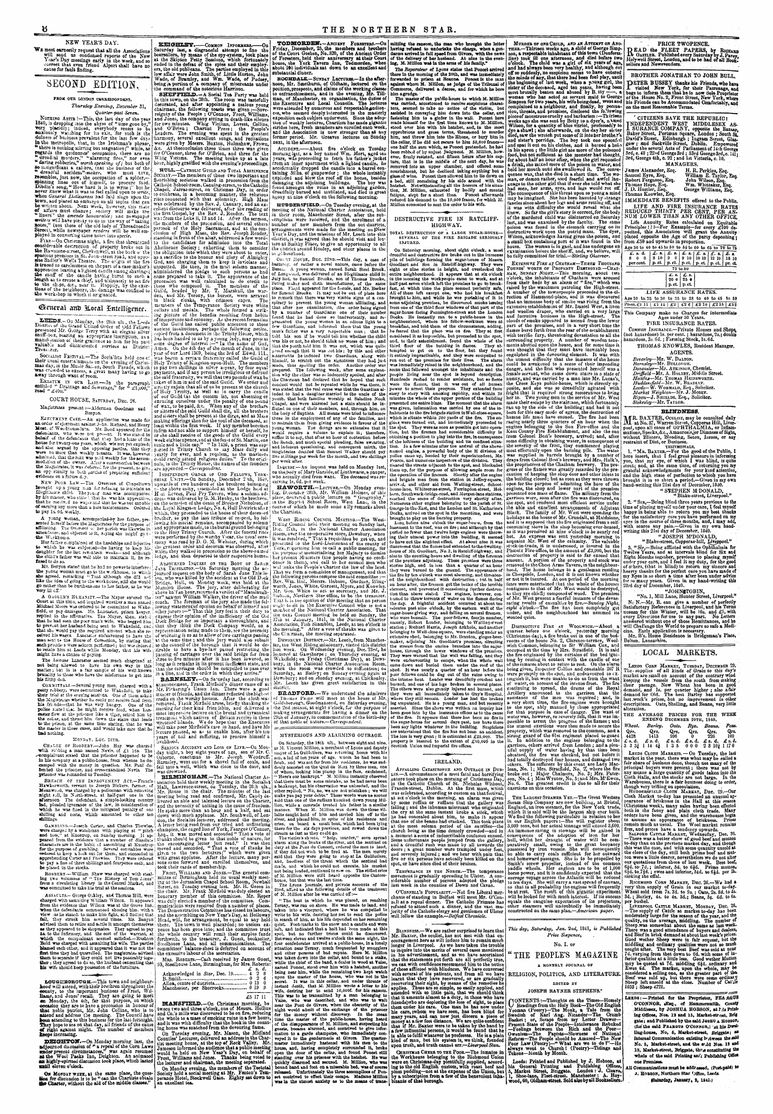 Northern Star (1837-1852): jS F Y, 2nd edition - Mysterious And Alarming Outrage.