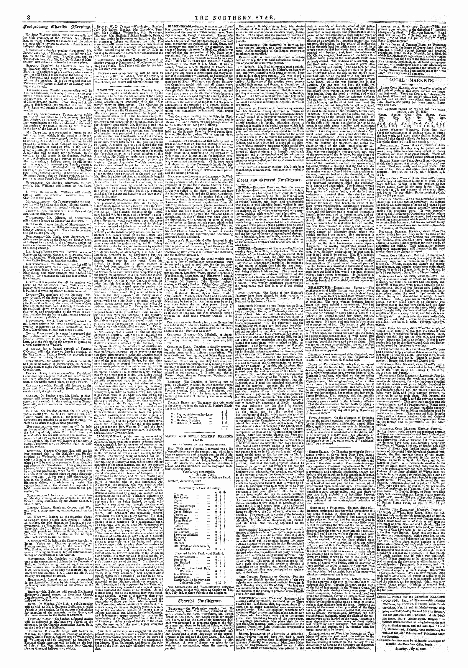 Northern Star (1837-1852): jS F Y, 2nd edition - ¦ Leeds : ~- Printed For Tlie Proprietor Peargus