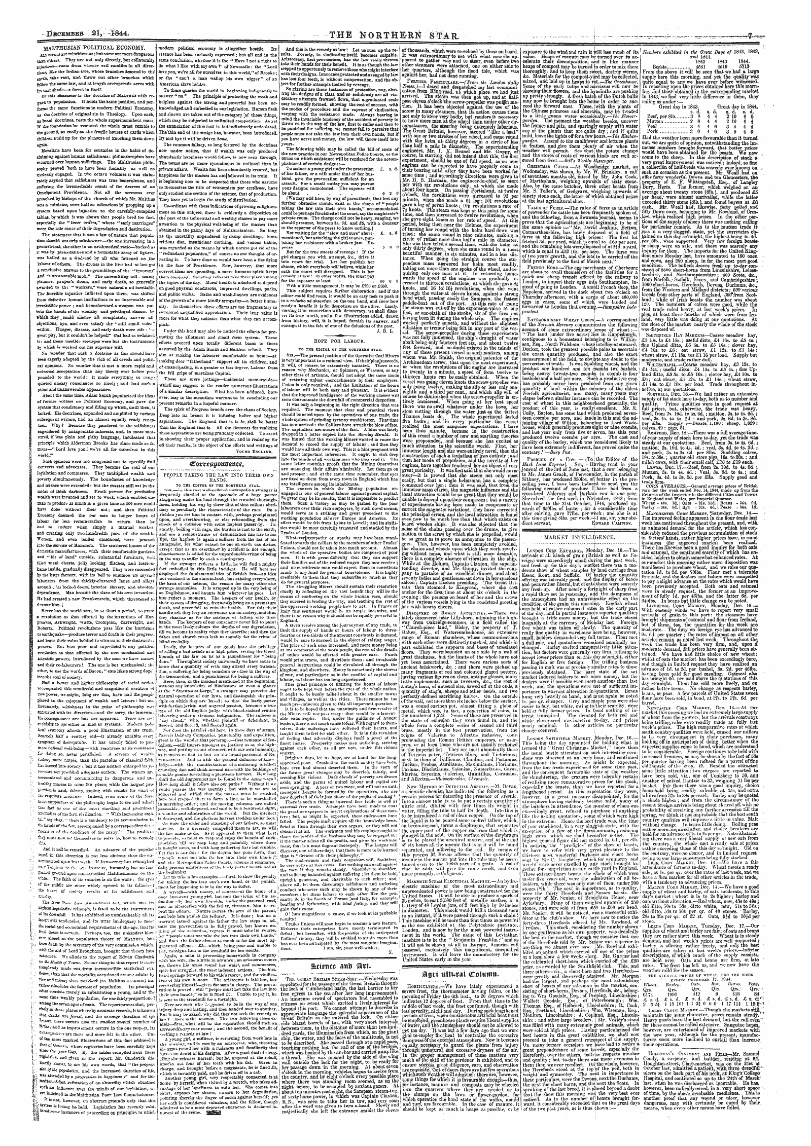 Northern Star (1837-1852): jS F Y, 2nd edition - Corrcsbonlrentt