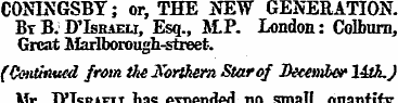 CONINGSBY; or, THE NEW GENERATION. Bt B....