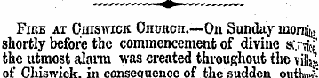 Fire at Cuiswick Cnuiicn.—On Sunday lnon...
