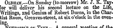 Oloham.—On Sunday (to-morrow) Mr. J. K. ...