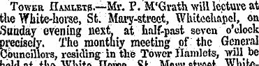 Tower Hamlets.—Mr. P. M'Gvath wi'llcctuv...