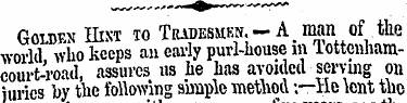 Golden Hist to Tradesmen.- A man of the ...