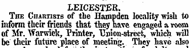 LEICESTER. The Chartists of the Hampden ...
