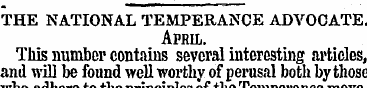 the national temperance advocate April. ...