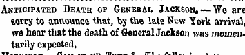 Anticipated Death of Genebal Jackson, — ...