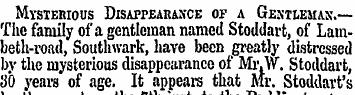 Mysterious Disappearance of a Gentleman....