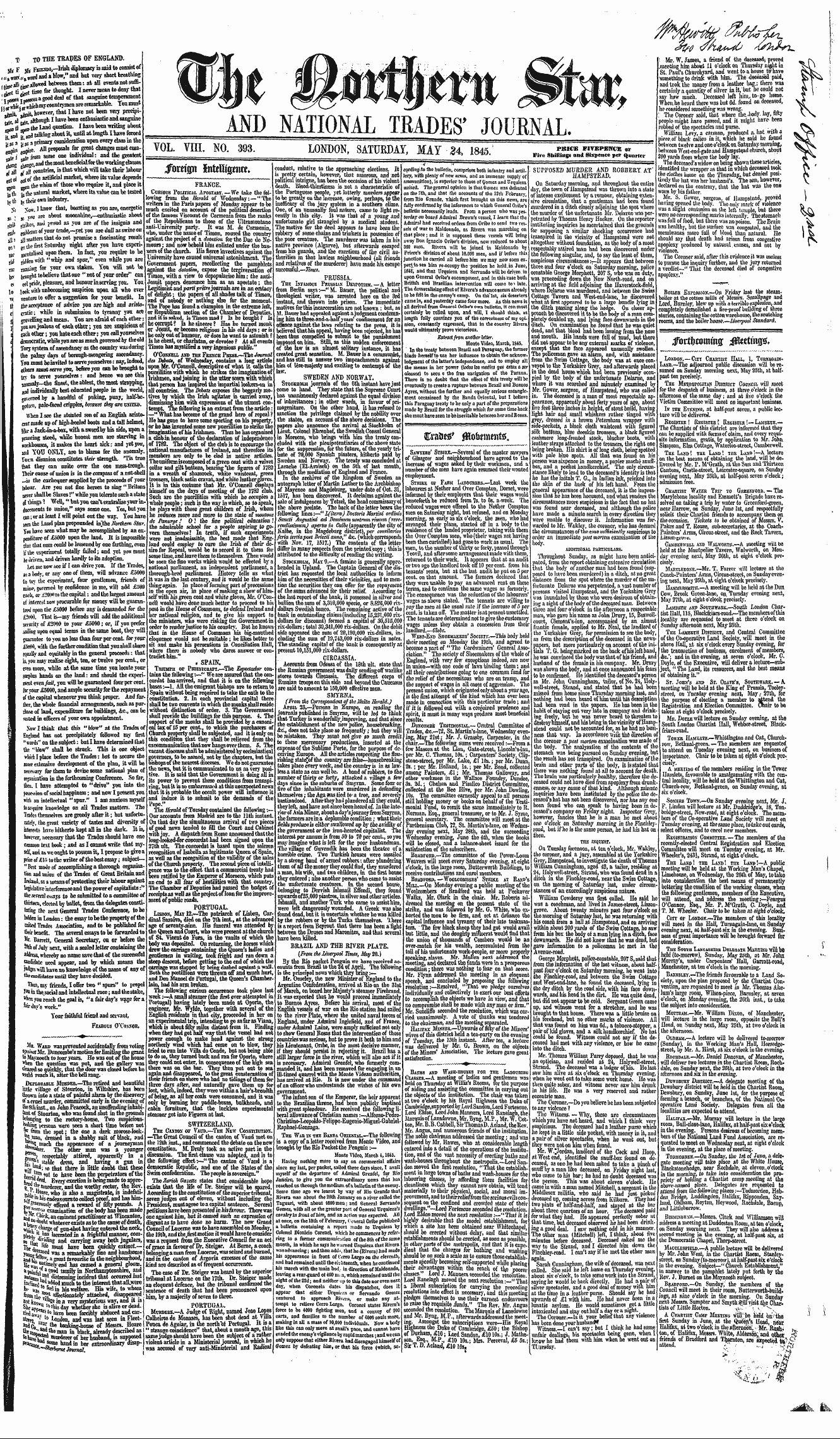 Northern Star (1837-1852): jS F Y, 2nd edition - T To The Trades Of England.