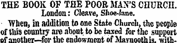 THE BOOK OF THE POOR MAN'S CHURCH. Londo...