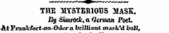 THE -YSTEMOUS MASK. IU} Suaroel*. a Germ...