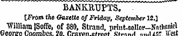 BANKRUPTS. [from the Gazette Of Friday, ...